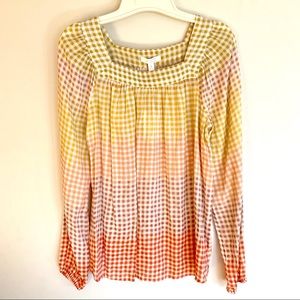 LC Lauren Conrad peasant top gingam small NWT